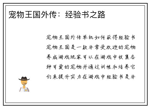 宠物王国外传：经验书之路
