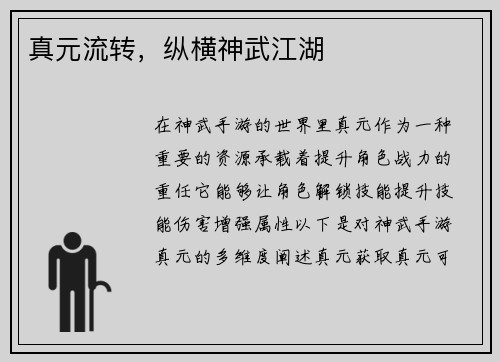 真元流转，纵横神武江湖